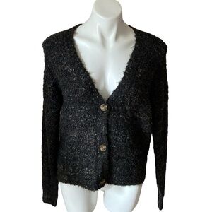 Cynthia Rowley Dark Gray Heather Fuzzy Cardigan Sweater